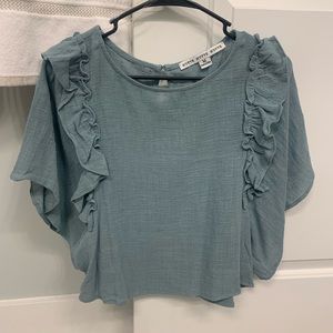 NEVER WORN Pink Lily boutique ruffle teal blouse